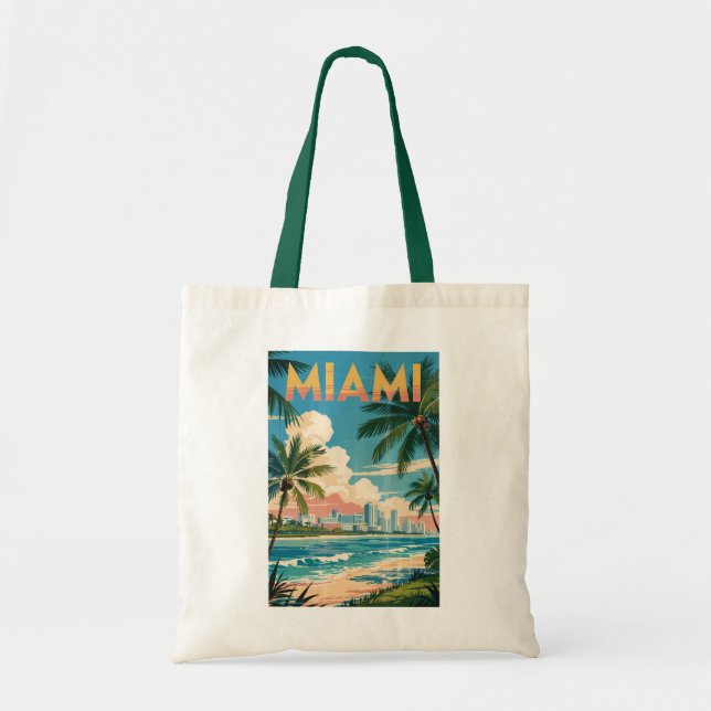 Miami Florida Illustration Kunst, Dichtung und Mus Tragetasche (Vorne)