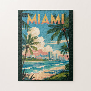 Miami Florida Illustration Reise Kunst Vintage Puzzle