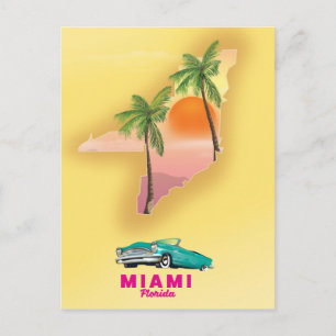 Miami Florida illustrierte Kartenposter Postkarte