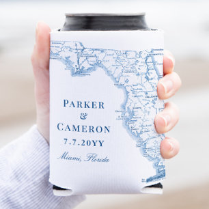 Miami Florida Karte Elegante Hochzeitsgunst Trinke Dosenkühler