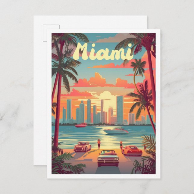 Miami Florida Kunst, Dichtung und Musik Postkarte (Vorne/Hinten)