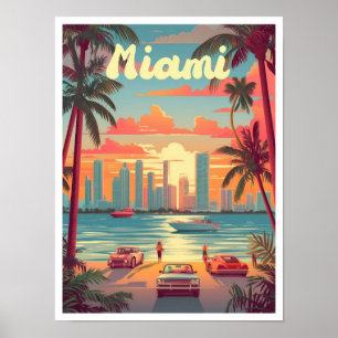 Miami Florida Kunst Vintage Reiseillustration Poster
