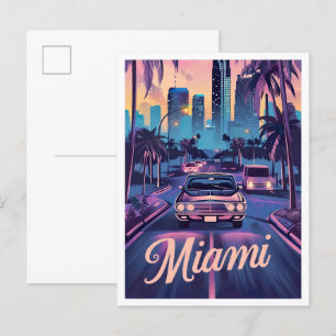 Miami Florida Kunst Vintage Reiseillustration Postkarte