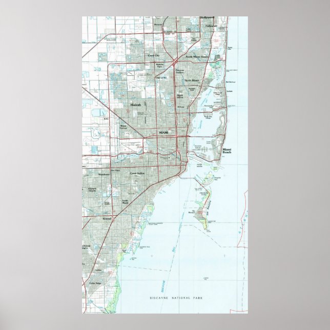 Miami Florida Map (1981) Poster (Vorne)