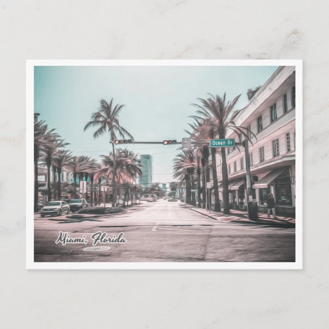 MIAMI FLORIDA OCEAN DR. POSTKARTE (Vorderseite)