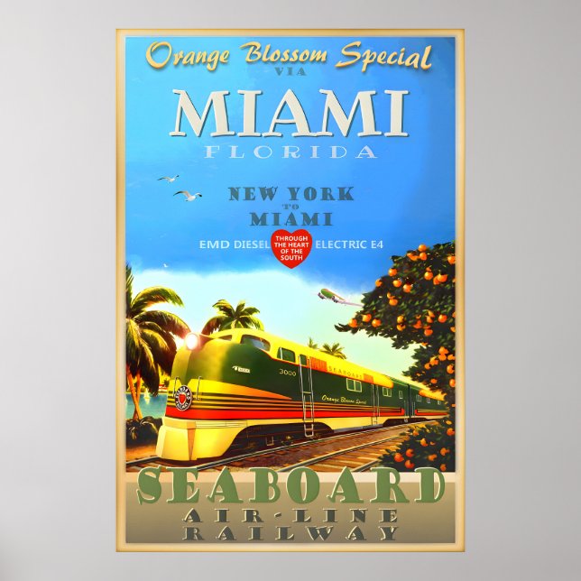Miami Florida Orange Blossom Special Train Kunst Poster (Vorne)