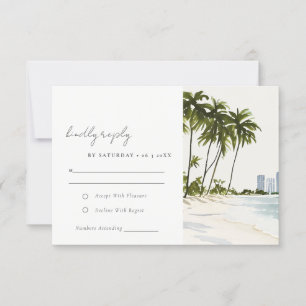 Miami Florida Palm Landschaft Wasserfarbenhochzeit RSVP Karte