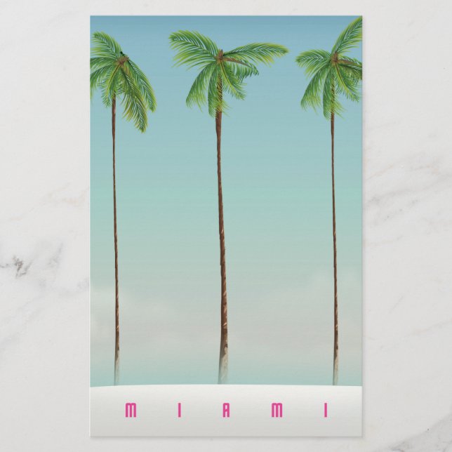 Miami, Florida Palm Reiseplakat. Briefpapier (Vorderseite)
