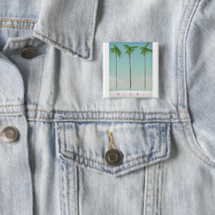 Miami, Florida Palm Reiseplakat. Button