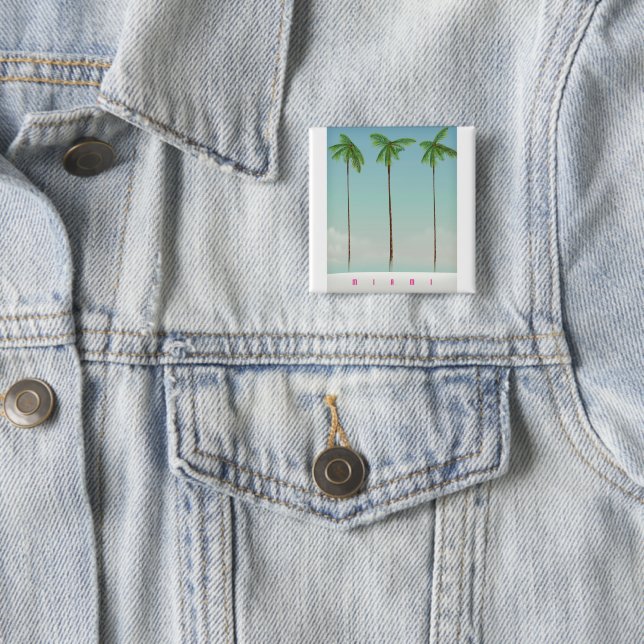 Miami, Florida Palm Reiseplakat. Button (Beispiel)