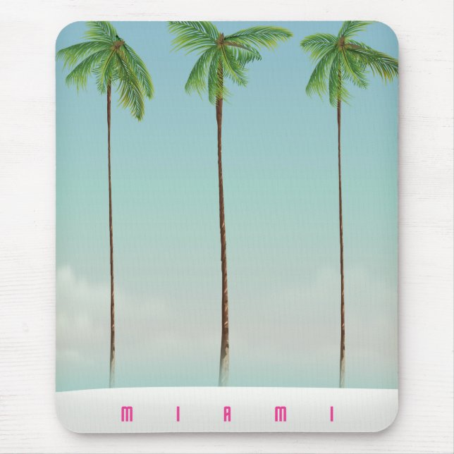 Miami, Florida Palm Reiseplakat. Mousepad (Vorne)