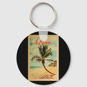 Miami Florida Palm Tree Beach Vintage Travel Schlüsselanhänger