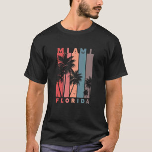 Miami Florida Palm Trees Beach Sommerferien Ret T-Shirt
