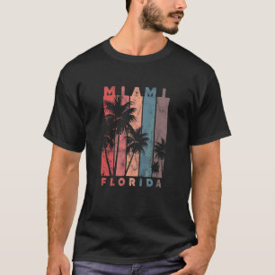 Miami Florida Palm Trees Beach Sommerferien Vin T-Shirt