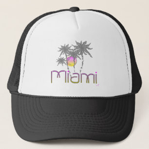 Miami, Florida Palms Moderner, Cool anpassbarer Hu Truckerkappe