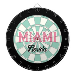 MIAMI Florida Pink Text Aquamarin Schwarz Dartscheibe