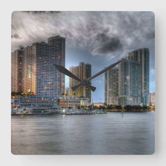 Miami, Florida Quadratische Wanduhr (Vorderseite)