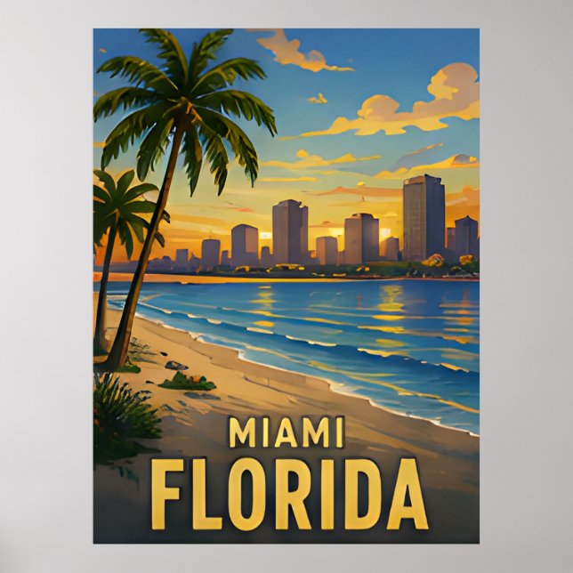 Miami Florida Reise Geschenk Poster (Vorne)