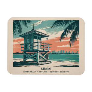 Miami Florida Reise South Beach Minimalistisch Ret Magnet