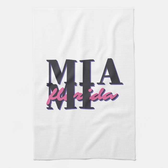 Miami Florida - Retro Bold Typografy Graphic Geschirrtuch (Vertikal)