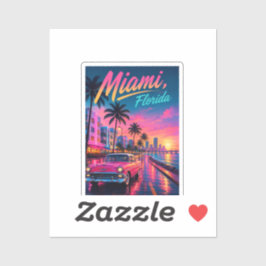 Miami Florida Retro-Neon-Sonnenuntergang Reise Aufkleber
