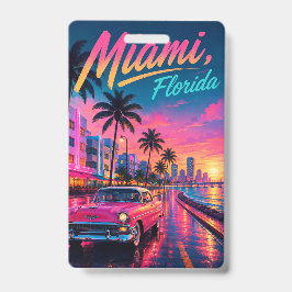 Miami Florida Retro-Neon-Sonnenuntergang-Reise Ausweis