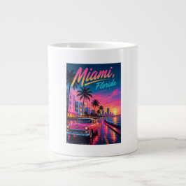 Miami Florida Retro-Neon-Sonnenuntergang-Reise Jumbo-Tasse