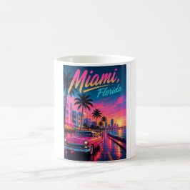 Miami Florida Retro-Neon-Sonnenuntergang Reise Kaffeetasse