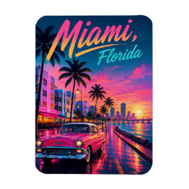 Miami Florida Retro-Neon-Sonnenuntergang Reise Magnet