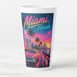 Miami Florida Retro Neon Sonnenuntergang Reise Milchtasse