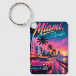 Miami Florida Retro-Neon-Sonnenuntergang Reise Schlüsselanhänger