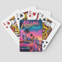 Miami Florida Retro-Neon-Sonnenuntergang Reise Spielkarten