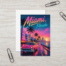 Miami Florida Retro-Neon-Sonnenuntergang Reise Visitenkarte