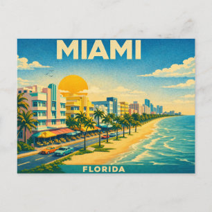 Miami Florida Retro-Reise-Postkarte Postkarte