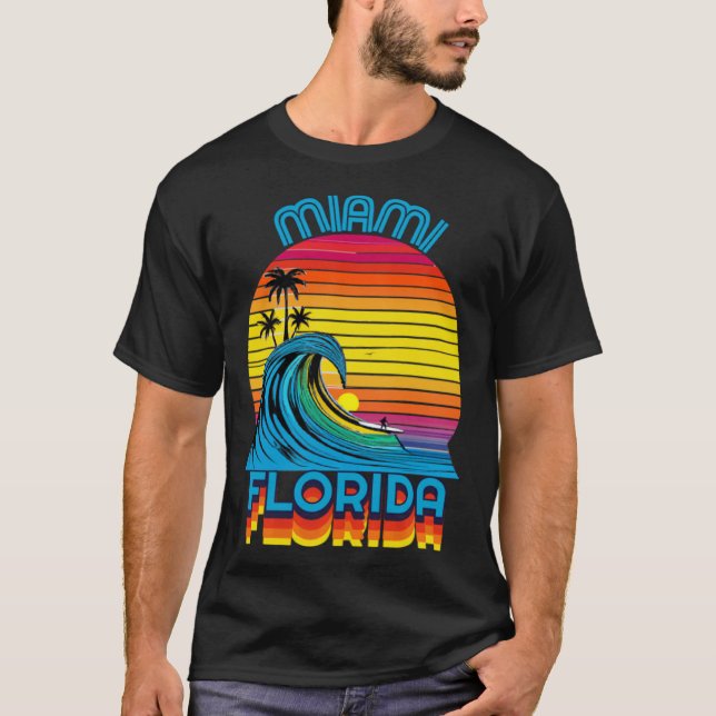 Miami Florida Retro Throwback Surf & Beach Souveni T-Shirt (Vorderseite)