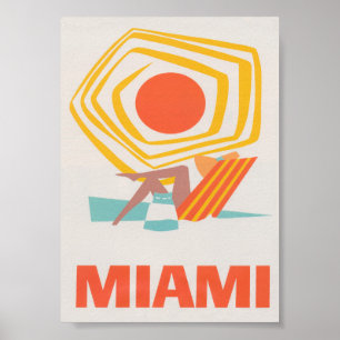 Miami Florida Retro Vintage Reiseplan Poster
