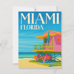 Miami Florida Rettungsschwimmer-Stand Strand Postkarte