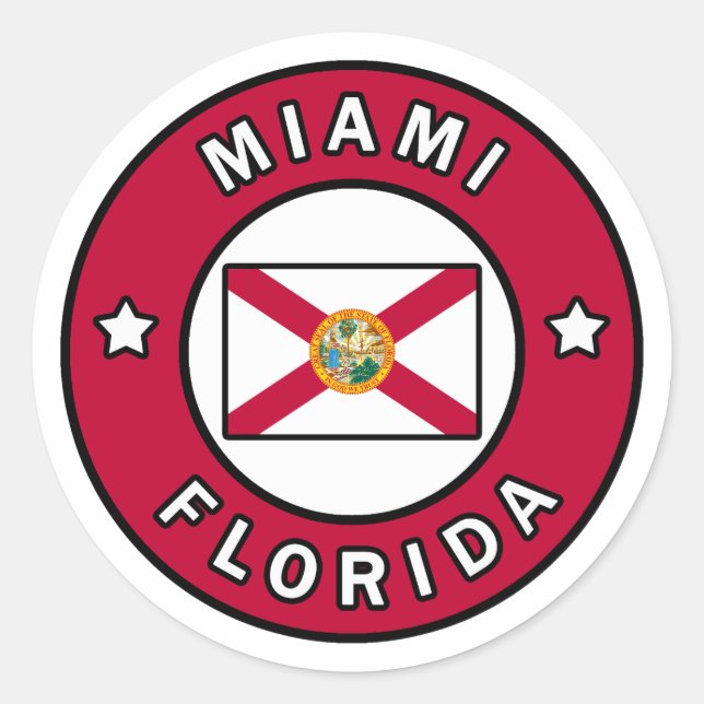 Miami Florida Runder Aufkleber (Vorderseite)