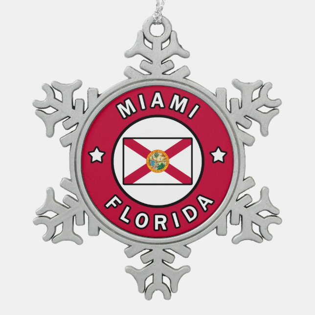 Miami Florida Schneeflocken Zinn-Ornament (Vorderseite)