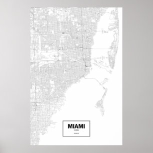 Miami, Florida (schwarz auf weiß) Poster