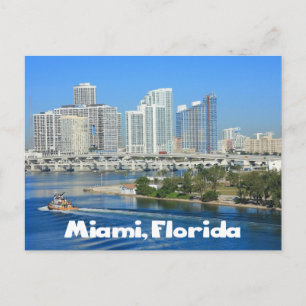 Miami Florida Skyline and Harbour - USA Postkarte