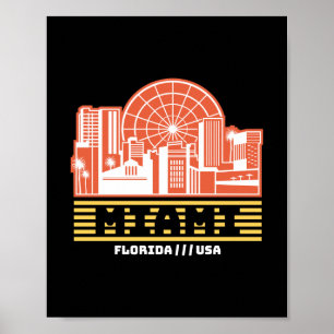 Miami Florida Skyline Retro Reise Grafikdesign Poster