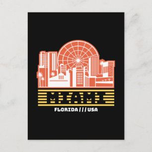 Miami Florida Skyline Retro Reise Grafikdesign Postkarte