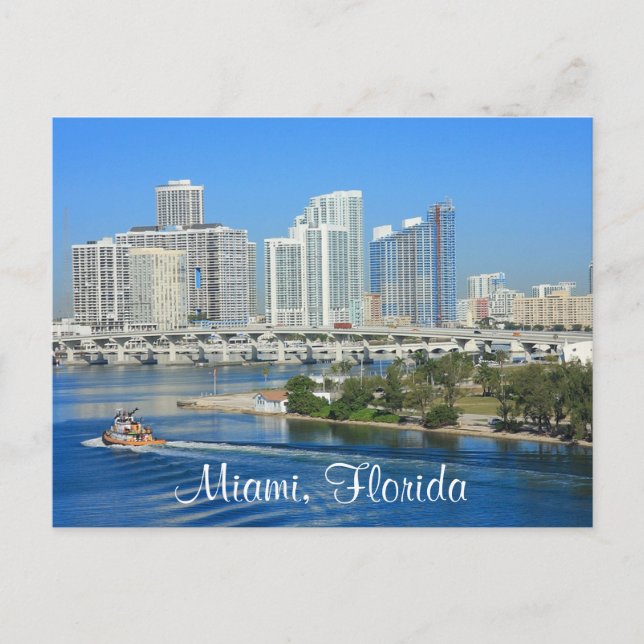 Miami Florida Skyline und Harbour Postcard Postkarte (Vorderseite)