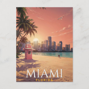 Miami Florida Sonnenuntergang Strand Reise Postkarte