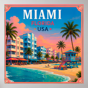 🌴 Miami Florida Strand Erinnerung von South Beach Poster