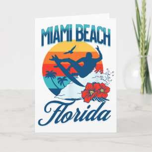 Miami Florida Strand Surfen Sommer Urlaub Vintage Karte