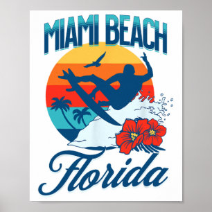 Miami Florida Strand Surfen Sommer Urlaub Vintage Poster