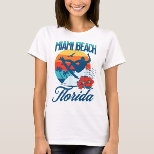Miami Florida Strand Surfen Sommer Urlaub Vintage  T-Shirt