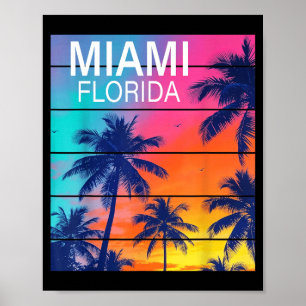 Miami Florida Strand Vintage Sonnenuntergang Somme Poster